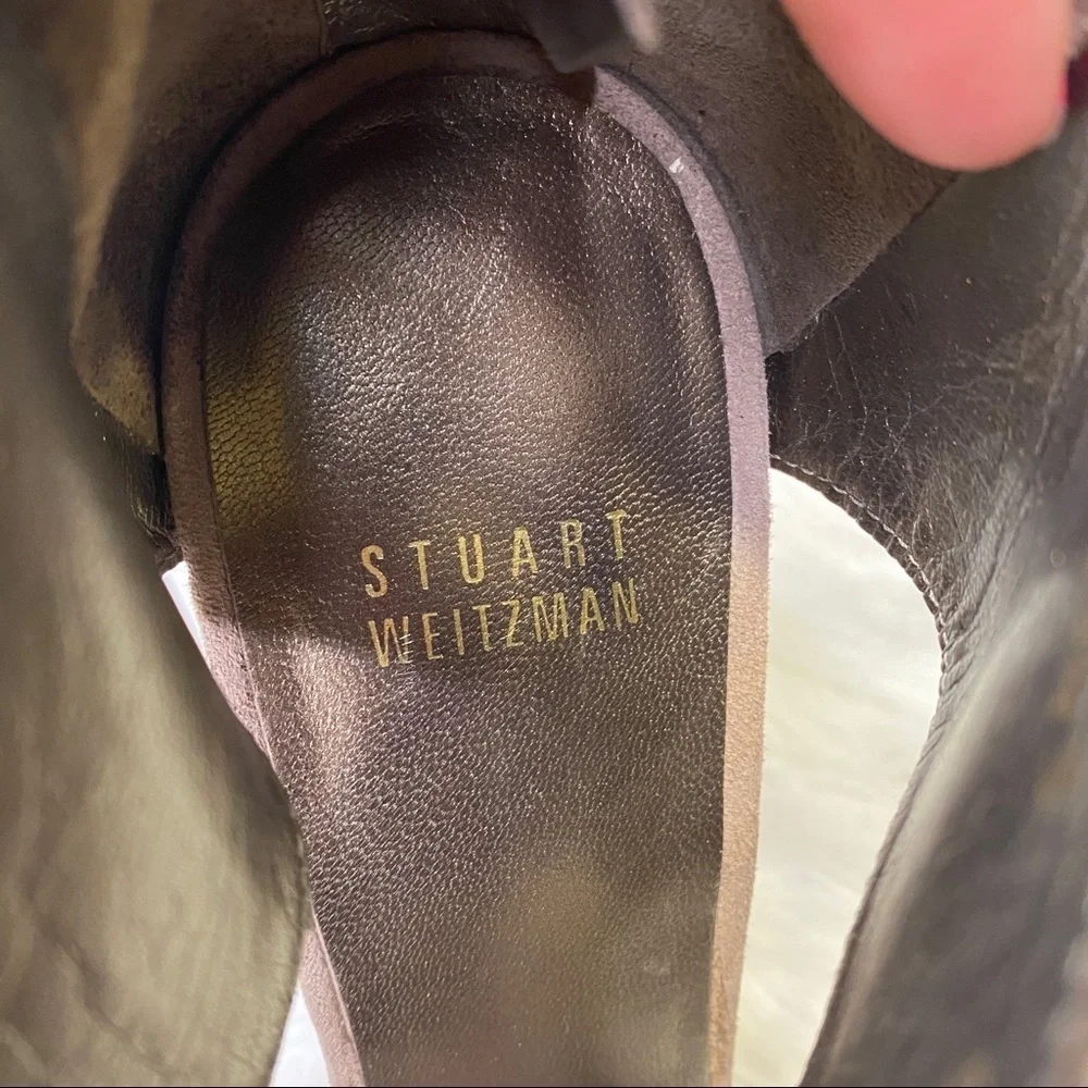Stuart Weitzman Hot Stuff T-Strap Platform Sandal in Haze Suede Size 9M NWT